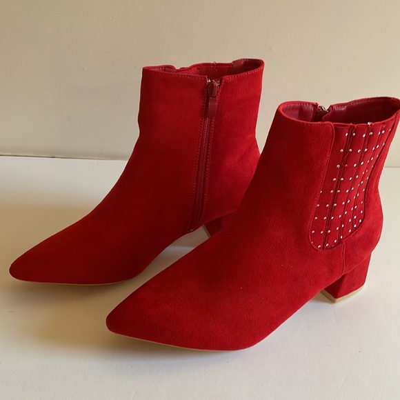 Viviany Heel The World Women's Ankle Boots Block Heel 2" Booties Rhinestones New - Picture 11 of 17